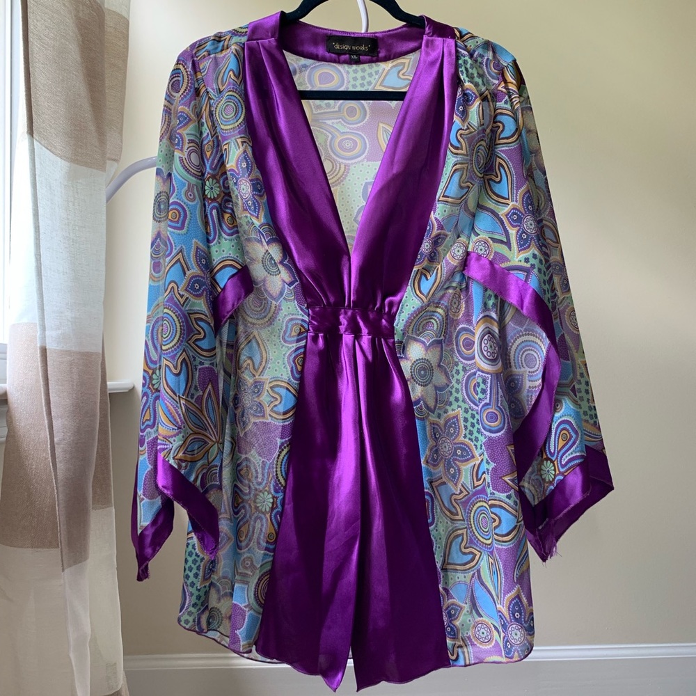 Bright Floral Mandala Colorful Tunic Kimono - Picture 2 of 6